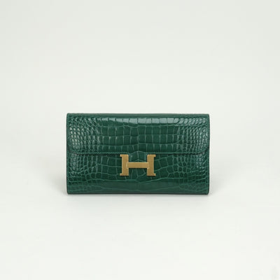 エルメス HERMES コンスタンスロング コンスタンス ロング 財布 長財布 ロングウォレット アリゲーター クロコダイル ヴェール グリーン green 緑 ゴールド金具 エキゾチック