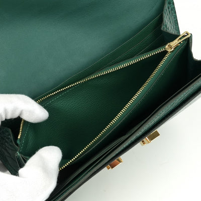エルメス HERMES コンスタンスロング コンスタンス ロング 財布 長財布 ロングウォレット アリゲーター クロコダイル ヴェール グリーン green 緑 ゴールド金具 エキゾチック