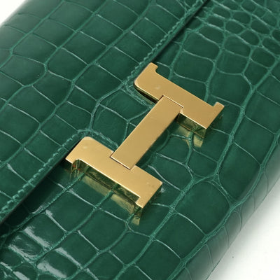 エルメス HERMES コンスタンスロング コンスタンス ロング 財布 長財布 ロングウォレット アリゲーター クロコダイル ヴェール グリーン green 緑 ゴールド金具 エキゾチック