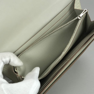 エルメス HERMES コンスタンスロング コンスタンス ロング 財布 長財布 ロングウォレット アリゲーターマット クロコダイル べトン Beton ライトグレー シルバー金具 エキゾチック