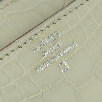 エルメス HERMES コンスタンスロング コンスタンス ロング 財布 長財布 ロングウォレット アリゲーターマット クロコダイル べトン Beton ライトグレー シルバー金具 エキゾチック