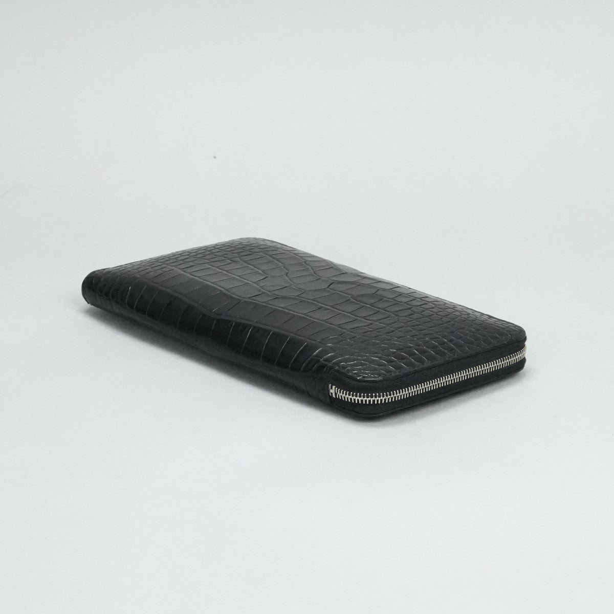 HERMES 爱马仕 Azap long Azap long classic 钱包长钱包长钱包鳄鱼鳄鱼黑色银色金属配件圆形拉链
