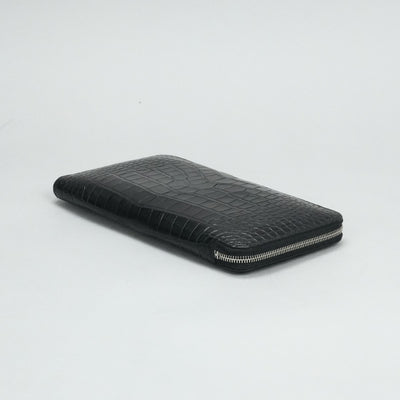 HERMES 爱马仕 Azap long Azap long classic 钱包长钱包长钱包鳄鱼鳄鱼黑色银色金属配件圆形拉链