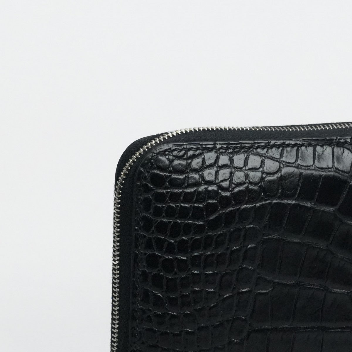 HERMES 爱马仕 Azap long Azap long classic 钱包长钱包长钱包鳄鱼鳄鱼黑色银色金属配件圆形拉链