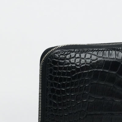 HERMES 爱马仕 Azap long Azap long classic 钱包长钱包长钱包鳄鱼鳄鱼黑色银色金属配件圆形拉链