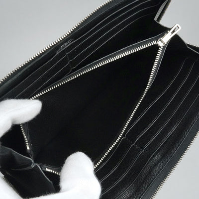 HERMES 爱马仕 Azap long Azap long classic 钱包长钱包长钱包鳄鱼鳄鱼黑色银色金属配件圆形拉链