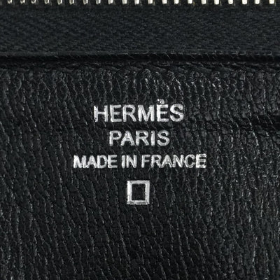 HERMES 爱马仕 Azap long Azap long classic 钱包长钱包长钱包鳄鱼鳄鱼黑色银色金属配件圆形拉链