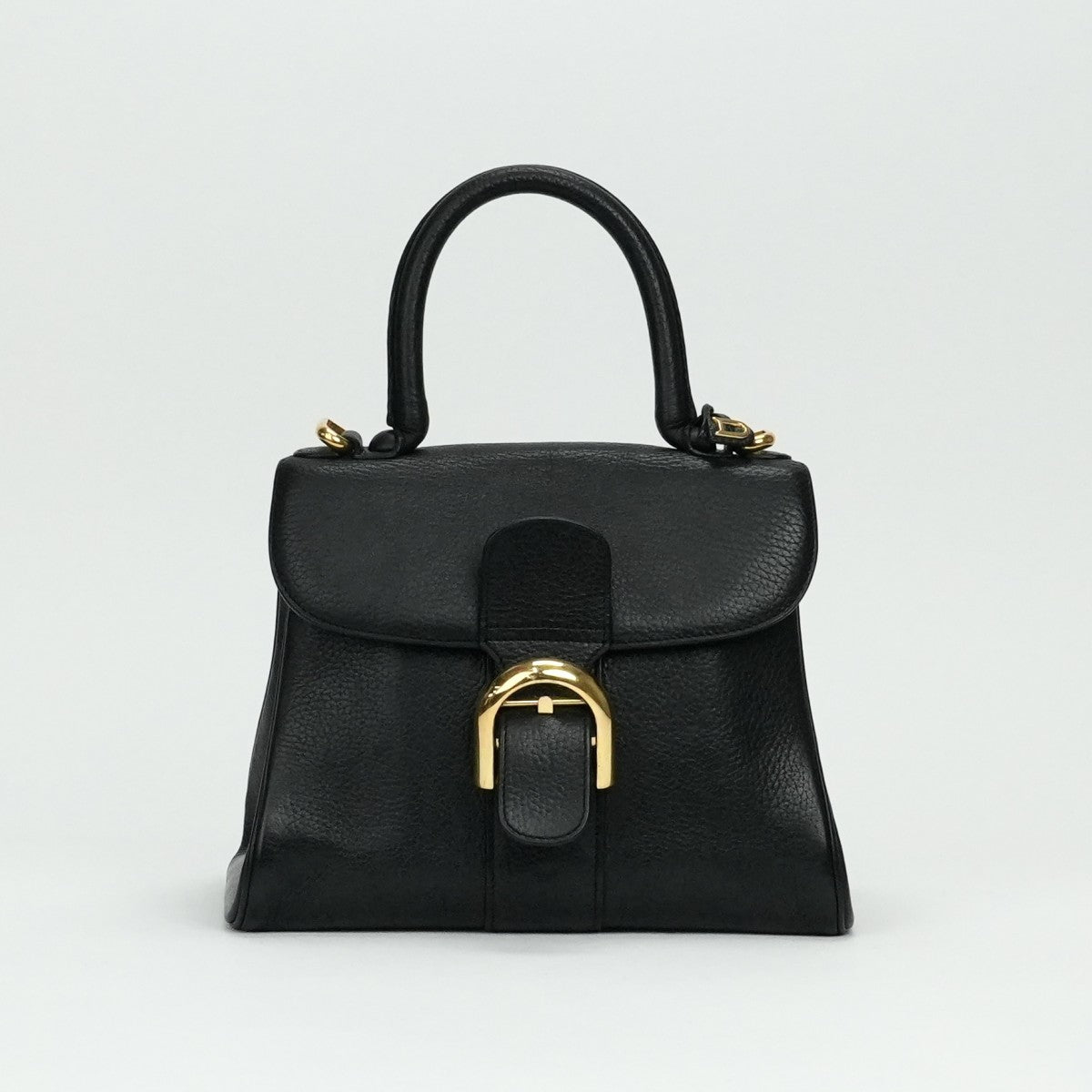 DELVAUX Delvaux Brillon PM Brillon PM 袋，手提袋，肩膀袋，皮革，黑色，黑色，金色硬件，手袋，2向袋子