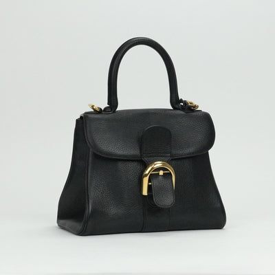 DELVAUX Delvaux Brillon PM Brillon PM 袋，手提袋，肩膀袋，皮革，黑色，黑色，金色硬件，手袋，2向袋子