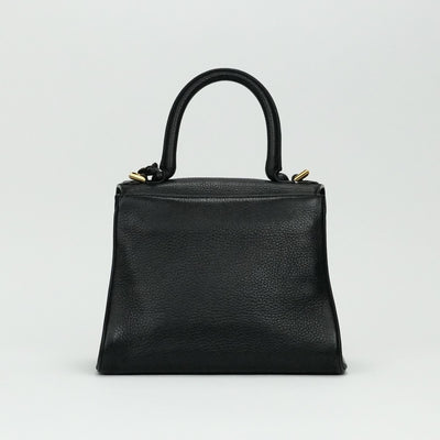 DELVAUX Delvaux Brillon PM Brillon PM 袋，手提袋，肩膀袋，皮革，黑色，黑色，金色硬件，手袋，2向袋子