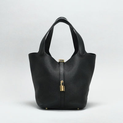 HERMES HERMES Picotin lock MM Picotin lock MM Picotin lock 22 Tote bag Toryon Clemence Noir Black Gold hardware