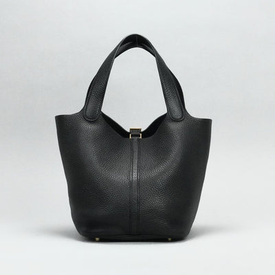 HERMES HERMES Picotin lock MM Picotin lock MM Picotin lock 22 Tote bag Toryon Clemence Noir Black Gold hardware