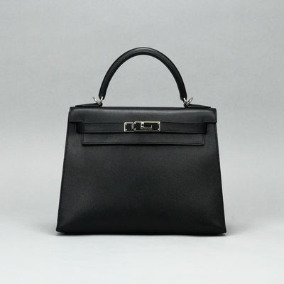 HERMES HERMES Kelly 28 Kelly 28 Bag, Tote Bag, Shoulder Bag, Epson Noir, Black, Black, Silver Fittings, Vaugh Epson