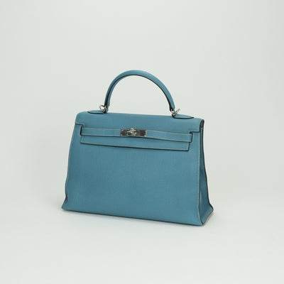 HERMES HERMES Kelly 32 Kelly 32 Bag, tote bag, shoulder bag, togo, bluejean, blue, silver hardware