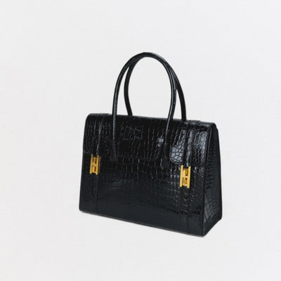 エルメス HERMES ドラッグ27 ドラッグ 27 バッグ トートバッグ クロコダイル ノワール Noir ブラック Black 黒 ゴールド金具 ハンドバッグ アリゲーター ニロティカス ポロサス