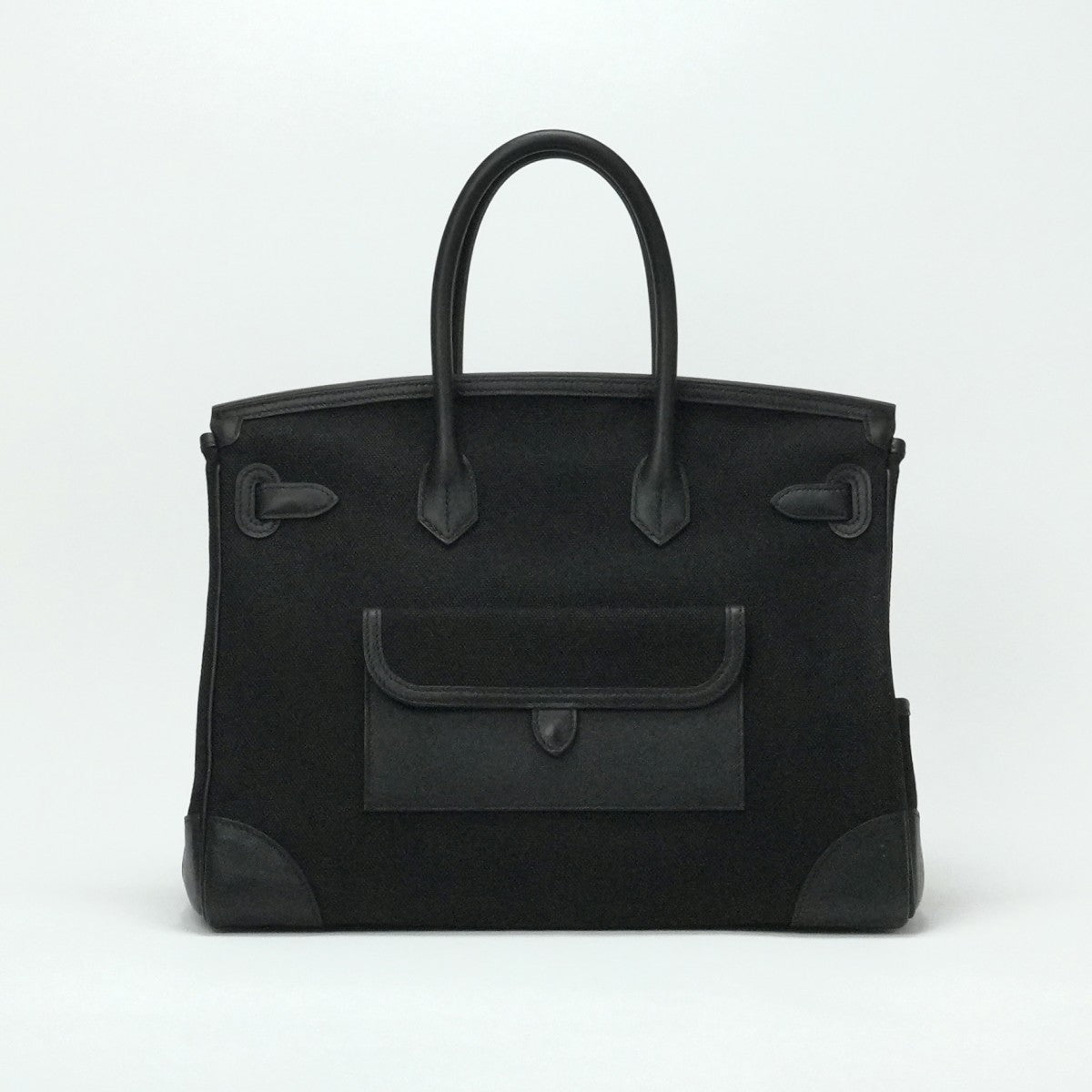 HERMES 爱马仕 Birkin 35 cargo Birkin35个袋子手提袋Toile Ash Swift Noir黑色银色硬件Vo Swift