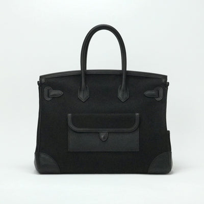 HERMES 爱马仕 Birkin 35 cargo Birkin35个袋子手提袋Toile Ash Swift Noir黑色银色硬件Vo Swift