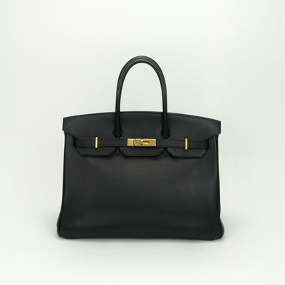 HERMES HERMES Birkin 35 Birkin 35 Bag Tote Bag Ardenne Noir Noir Black Black Gold Hardware