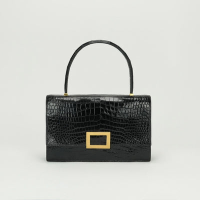HERMES HERMES Modernist Bag Tote Bag Alligator Crocodile Noir Noir Black Black Gold Hardware