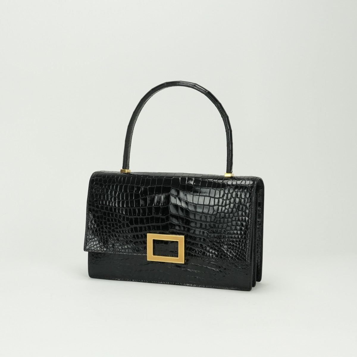 HERMES HERMES Modernist Bag Tote Bag Alligator Crocodile Noir Noir Black Black Gold Hardware