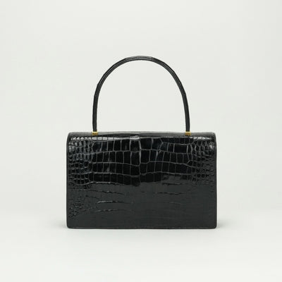 HERMES HERMES Modernist Bag Tote Bag Alligator Crocodile Noir Noir Black Black Gold Hardware