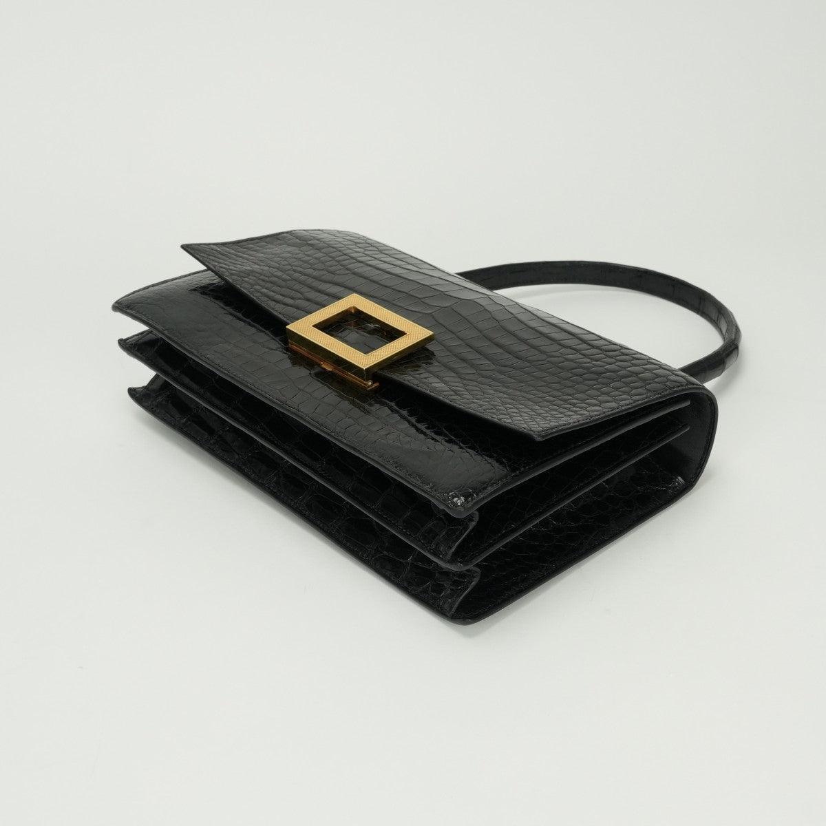 HERMES HERMES Modernist Bag Tote Bag Alligator Crocodile Noir Noir Black Black Gold Hardware