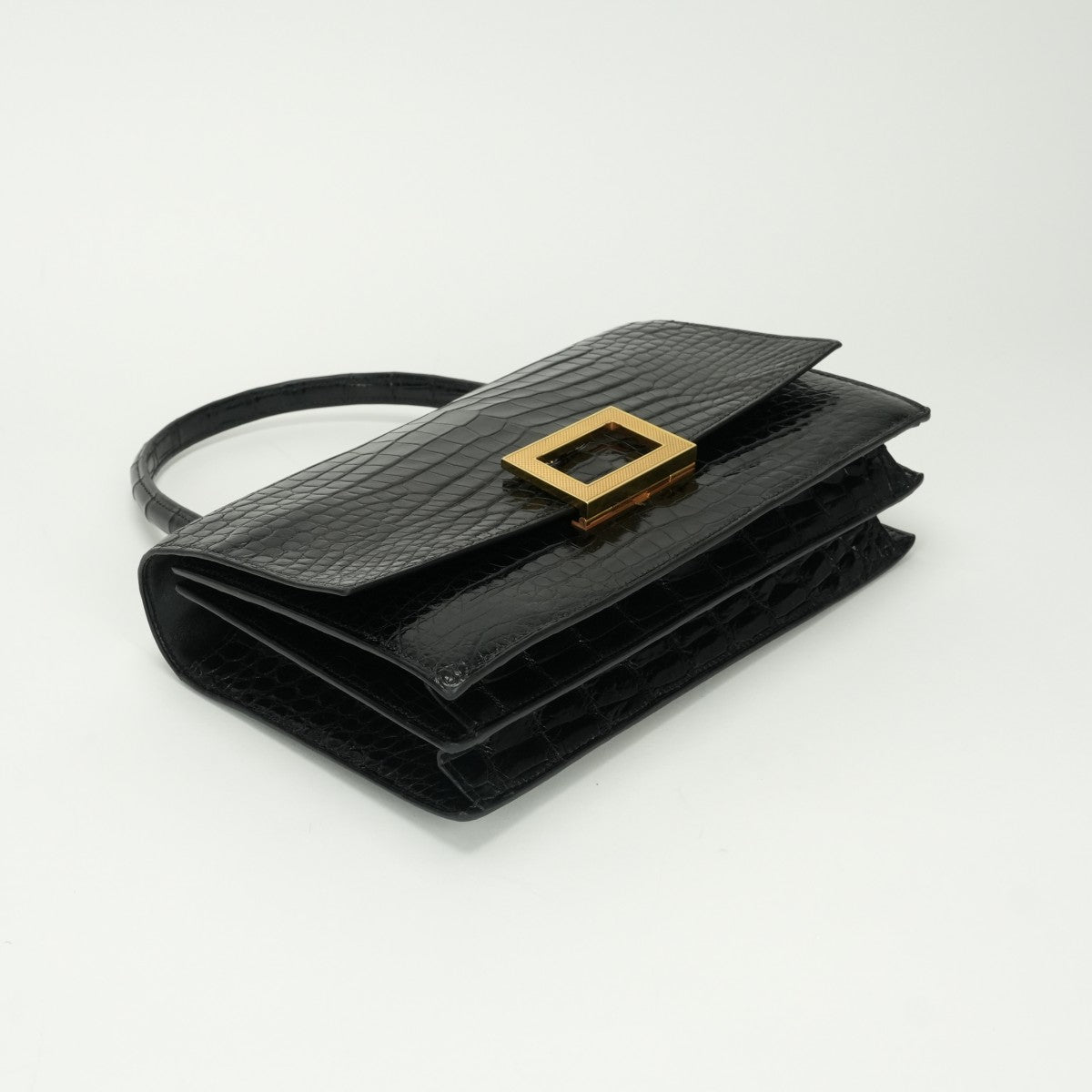 HERMES HERMES Modernist Bag Tote Bag Alligator Crocodile Noir Noir Black Black Gold Hardware