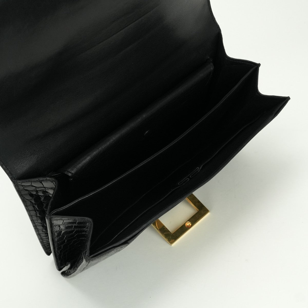 HERMES HERMES Modernist Bag Tote Bag Alligator Crocodile Noir Noir Black Black Gold Hardware