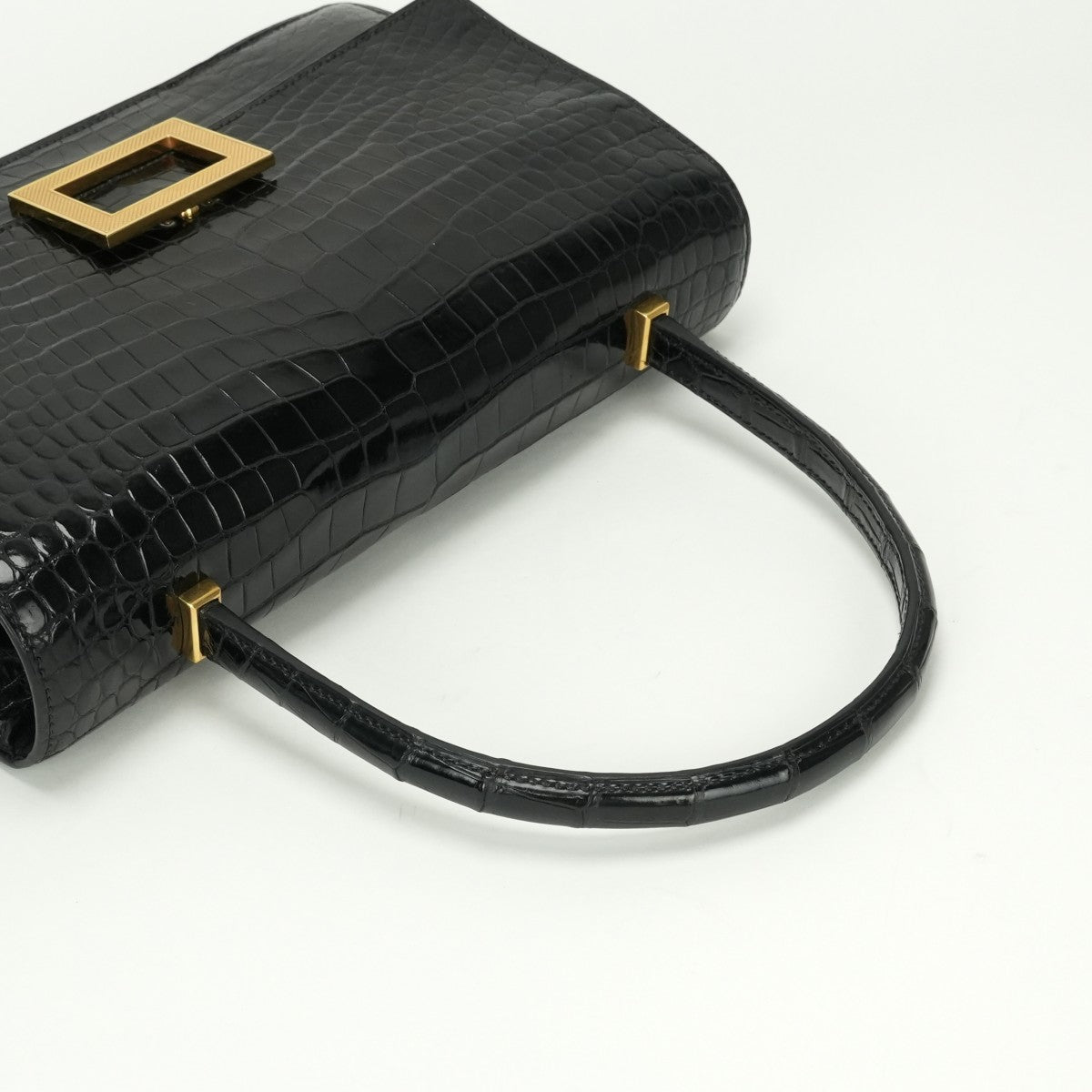 HERMES HERMES Modernist Bag Tote Bag Alligator Crocodile Noir Noir Black Black Gold Hardware