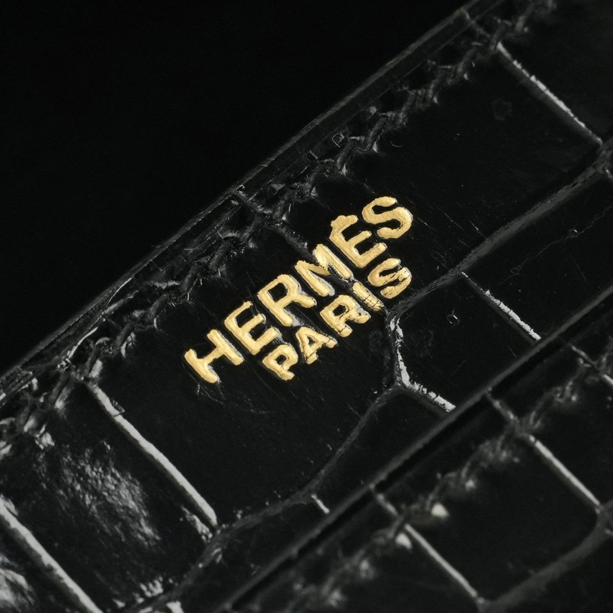 HERMES HERMES Modernist Bag Tote Bag Alligator Crocodile Noir Noir Black Black Gold Hardware