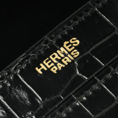 HERMES HERMES Modernist Bag Tote Bag Alligator Crocodile Noir Noir Black Black Gold Hardware