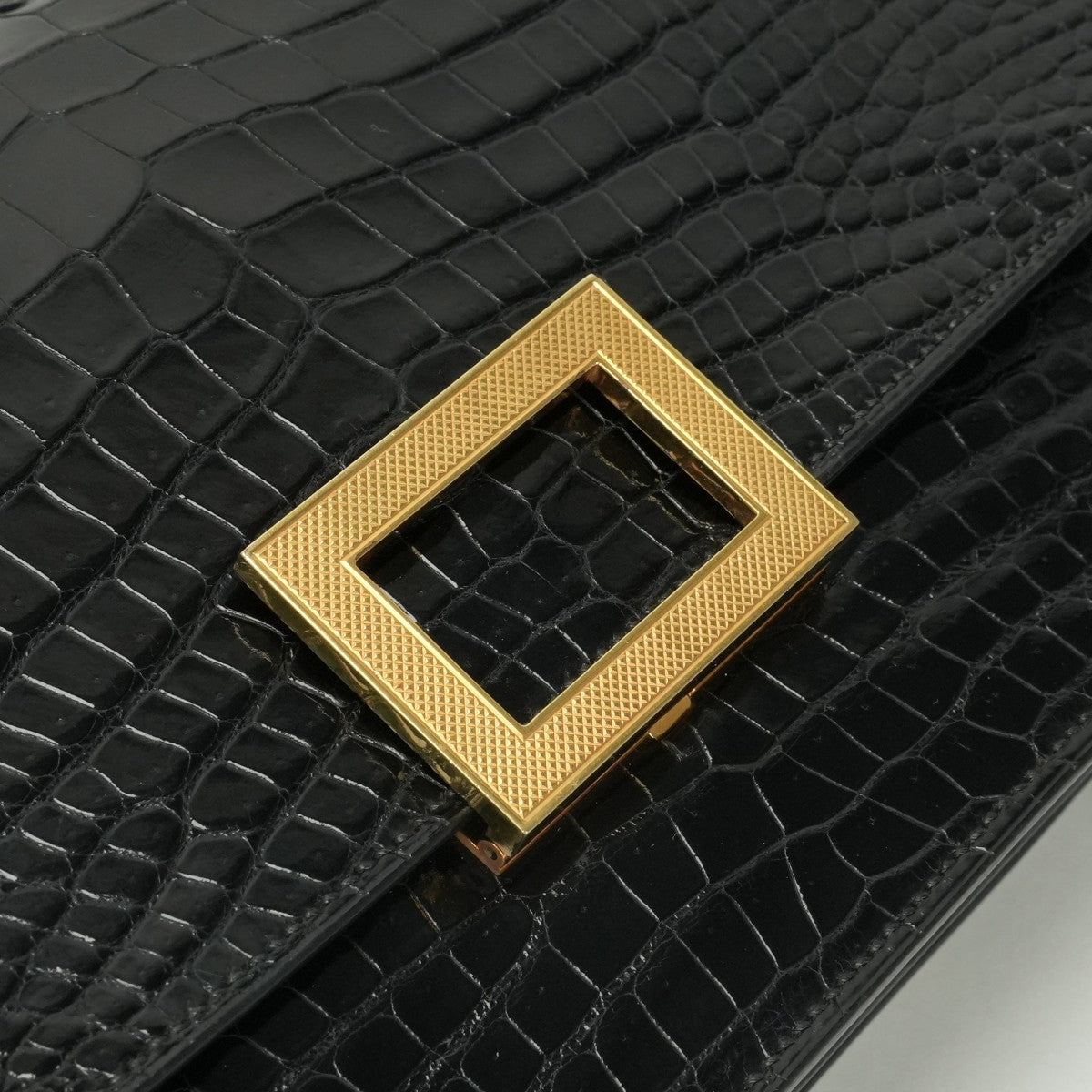 HERMES HERMES Modernist Bag Tote Bag Alligator Crocodile Noir Noir Black Black Gold Hardware