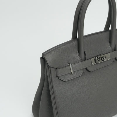 HERMES 爱马仕 Birkin 30 Birkin 30 袋手提袋dogo etan灰色银金属配件