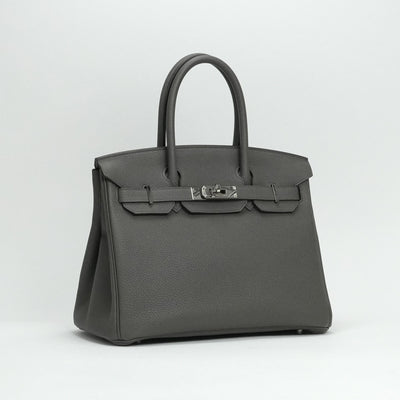 HERMES 爱马仕 Birkin 30 Birkin 30 袋手提袋dogo etan灰色银金属配件
