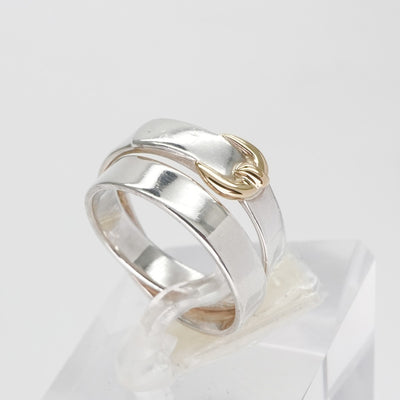 HERMES 헤르메스 더블 발가락 더블 발가락 링 ring au750/ag925 실버 실버 벨트 콤비네이션 골동품 금