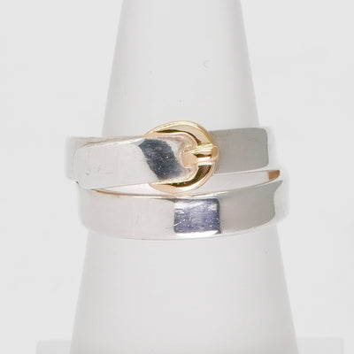 HERMES 헤르메스 더블 발가락 더블 발가락 링 ring au750/ag925 실버 실버 벨트 콤비네이션 골동품 금