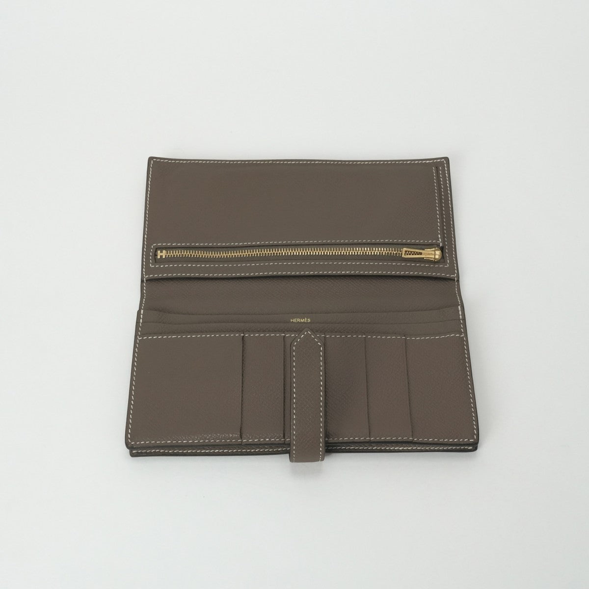 HERMES 헤르메스 B?arn soufflet Bearn soufflet 지갑 롱 지갑 Epson Etoop 그레이 골드 하드웨어 Vaugh Epson