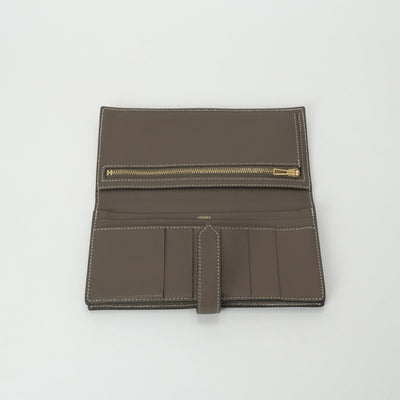 HERMES 헤르메스 B?arn soufflet Bearn soufflet 지갑 롱 지갑 Epson Etoop 그레이 골드 하드웨어 Vaugh Epson