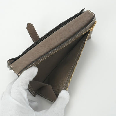 HERMES 헤르메스 B?arn soufflet Bearn soufflet 지갑 롱 지갑 Epson Etoop 그레이 골드 하드웨어 Vaugh Epson