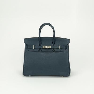 エルメス HERMES バーキン25 バーキン 25 バッグ トートバッグ エプソン ブルーインディゴ Blue Indigo ネイビー navy 紺 シルバー金具 ヴォーエプソン