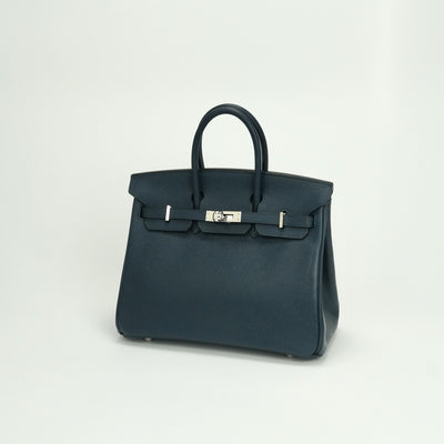 エルメス HERMES バーキン25 バーキン 25 バッグ トートバッグ エプソン ブルーインディゴ Blue Indigo ネイビー navy 紺 シルバー金具 ヴォーエプソン
