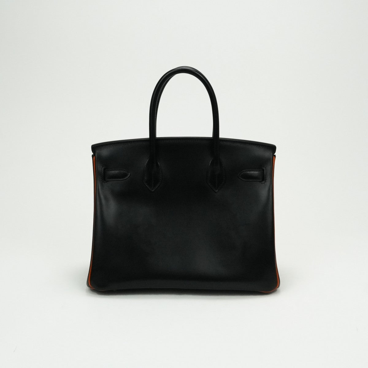 HERMES HERMES Birkin 30 Birkin 30 Bag, Tote Bag, Box Calf, Noir, Potyron, Black, Orange, Black, Silver Hardware Bicolor
