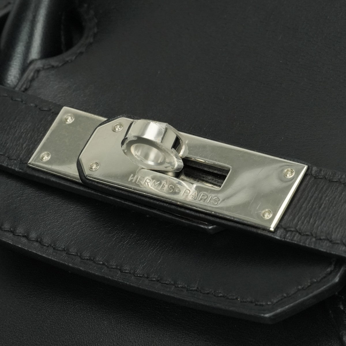 HERMES HERMES Birkin 30 Birkin 30 Bag, Tote Bag, Box Calf, Noir, Potyron, Black, Orange, Black, Silver Hardware Bicolor