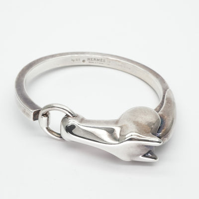 HERMES HERMES Gallop Gallop Bracelet Bangle Cuff Silver Silver Horse