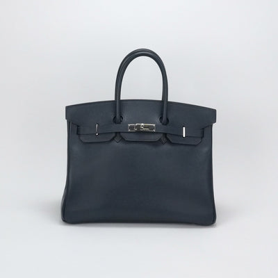 HERMES 爱马仕 Birkin 35 Birkin 35 袋手提袋库什贝尔蓝色银金属配件