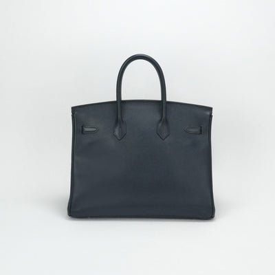 HERMES 爱马仕 Birkin 35 Birkin 35 袋手提袋库什贝尔蓝色银金属配件