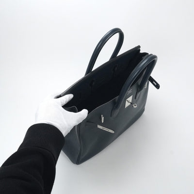 HERMES 爱马仕 Birkin 35 Birkin 35 袋手提袋库什贝尔蓝色银金属配件