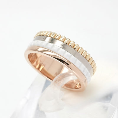 BOUCHERON Boucheron牛白戒指 Quatre ring Quatre Classic Ring 750黄金白金粉红色黄金黄金黄金白色金色粉红色金色白色陶瓷