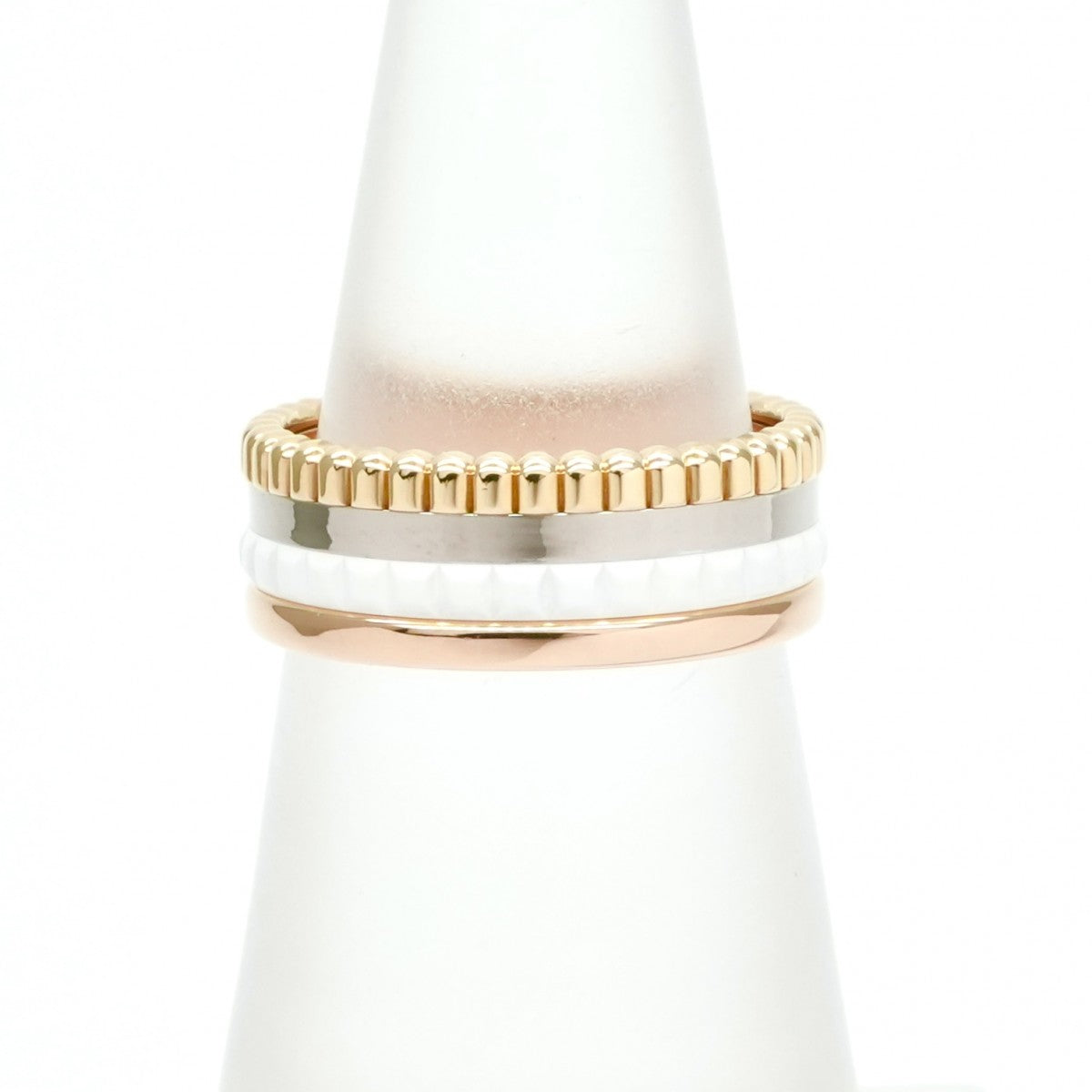BOUCHERON Boucheron牛白戒指 Quatre ring Quatre Classic Ring 750黄金白金粉红色黄金黄金黄金白色金色粉红色金色白色陶瓷