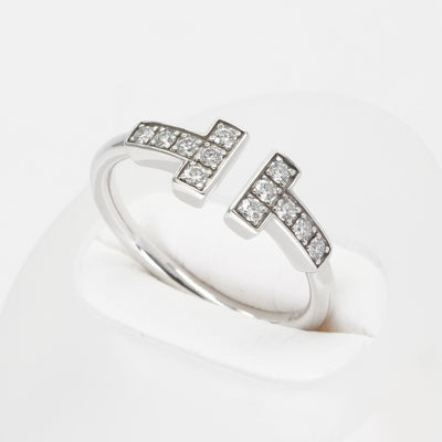 Tiffany & Co. 티파니 & 공동. 와이어 링 T- 와이어 18K 화이트 골드 Tiffany & Co. T- 링 750wg 실버 다이아몬드 화이트 골드